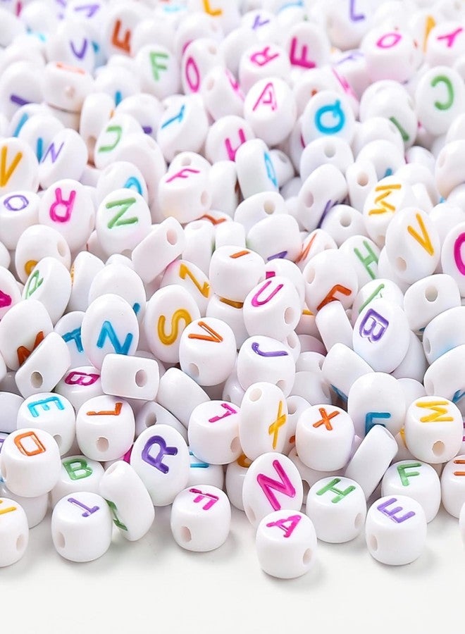 Tdas 750 Pieces Round Acrylic Alphabet Letter Beads A-Z Mixed Plastic Shape Loose Beads for DIY Jewellery Making Bracelets Necklaces Key Chains for Arts Crafts Supplies (White-Multicolor) - Image 2